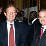 The prefect Michel Gaudin and the judge Bruguière, during a speech on anti-terrorism at the Vergennes Society, Paris