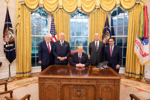 President Donald J. Trump meets with Jean-Louis Georgelin  and Henri Briard  and his attorneys Friday, Nov. 16, 2018, in the Oval Office  of the White House.(Official White House Photo by Joyce N. Boghosian)