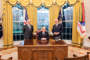 President Donald J. Trump meets with Jean-Louis Georgelin  and Henri Briard  and his attorneys Friday, Nov. 16, 2018, in the Oval Office  of the White House.(Official White House Photo by Joyce N. Boghosian)