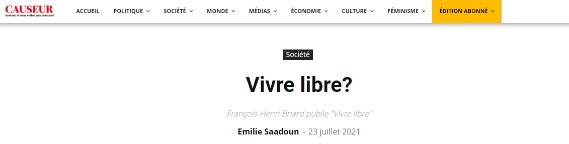 VIVRE LIBRE DANS CAUSEUR